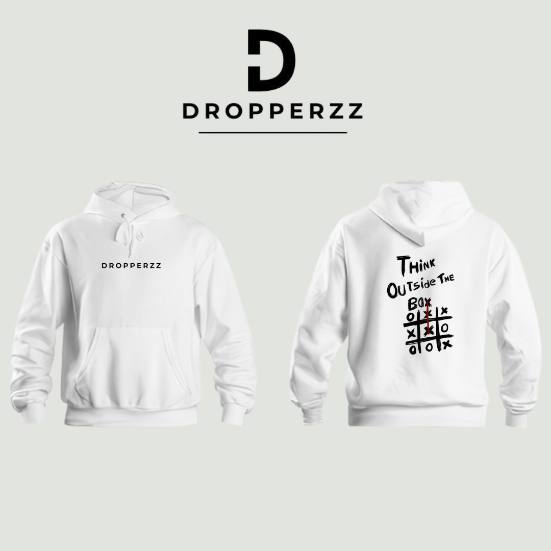 WHITE THINK OUT BOX HOODIE