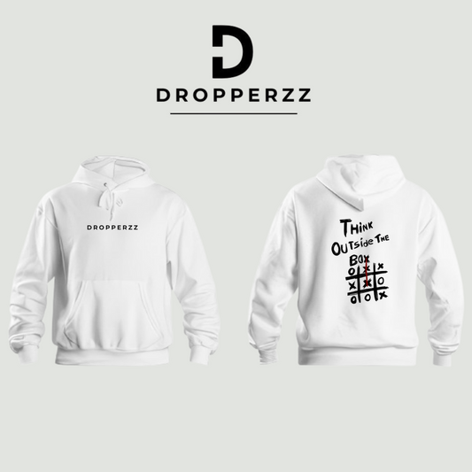 WHITE THINK OUT BOX HOODIE